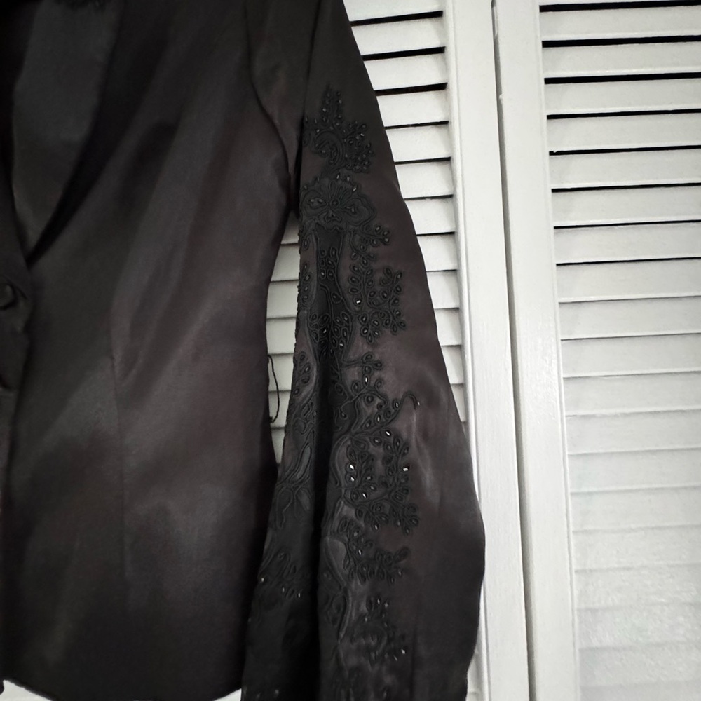Cach , Set Black Jacket With Pants Size 4 Satin M… - image 6